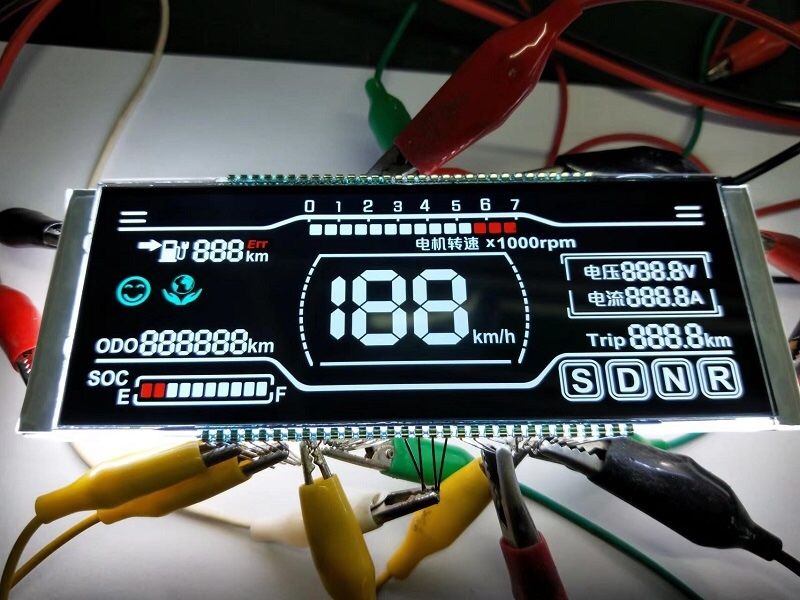 Display LCD de segmento preto Impresso em cor para painel de controle de carro Display de segmento 7 Display de 4 dígitos Display LCD PIN Connect