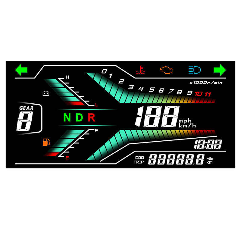 صفحه نمایش LCD با بخش انتقال دهنده Va برای موتورسیکلت ها صفحه نمایش ال سی دی منفی VA سرعت سنج