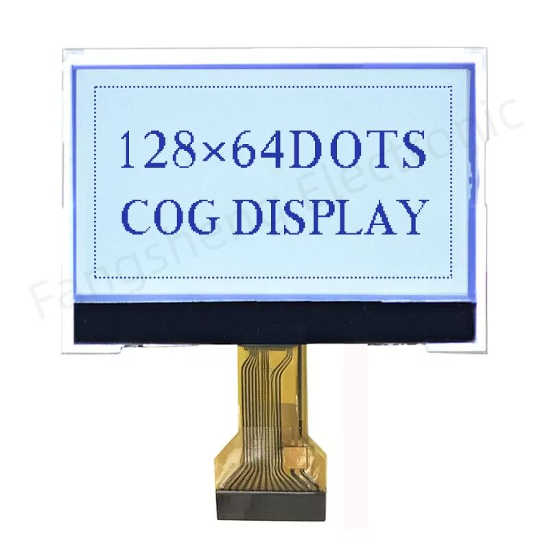 شاشة LCD أحادية اللون مقاس 128 × 64 بكسل COG LCD عاكسة للضوء مقاس 128 × 64 COG FSTN شاشة مصفوفة نقطية إيجابية 12864
