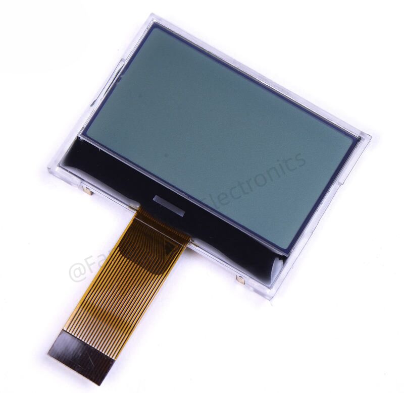 شاشة LCD أحادية اللون مقاس 128 × 64 بكسل COG LCD عاكسة للضوء مقاس 128 × 64 COG FSTN شاشة مصفوفة نقطية إيجابية 12864