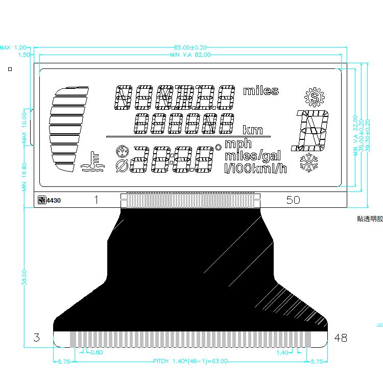 Segment-LCD-Display-Hersteller, kundenspezifischer 12-Pin-Tn-Htn-Stn-FSTN-VA-Segment-Monochrom-LCD-Bildschirm