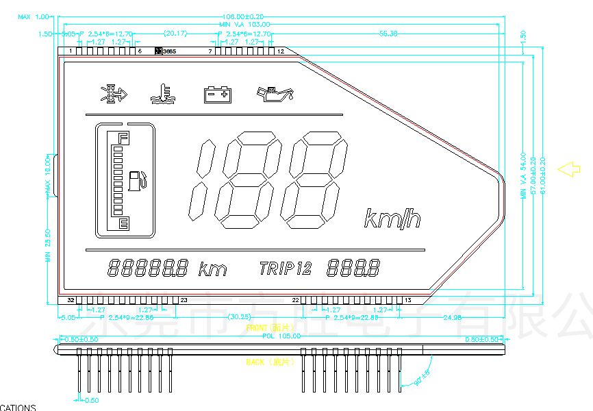 Benutzerdefinierte 12 Ziffern HTN Blau Tachometer LCD Motorrad Display Tachometer LCD Display Bildschirm für Honda Yamaha