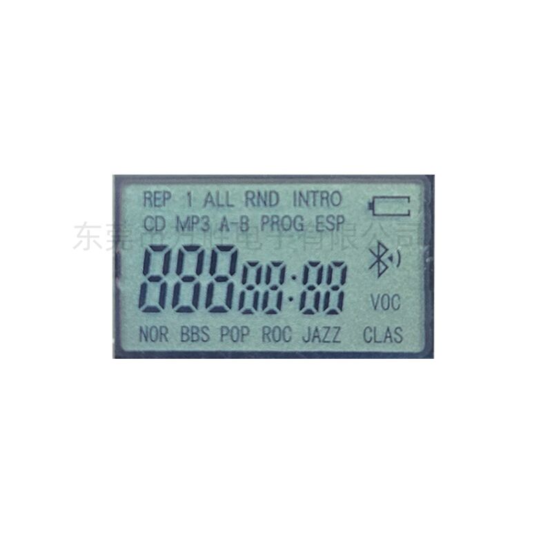 จอแสดงผล LCD โมดูลขาวดำ Tn 7 ส่วนแบบกำหนดเอง TN LCD บวกสะท้อนแสงสำหรับเครื่องเล่นมัลติมีเดีย