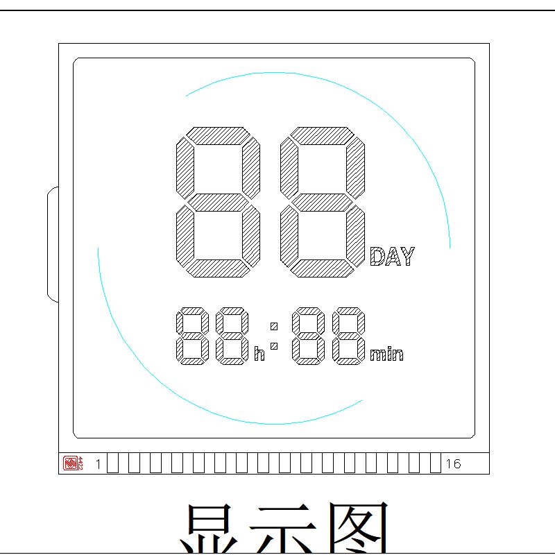 Màn hình LCD TN tùy chỉnh 2 chữ số 7 đoạn Màn hình LCD hiển thị Bảng điều khiển màn hình LCD tích cực phản chiếu để hẹn giờ