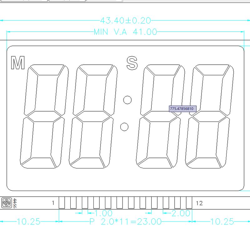カスタム Tn ポジティブ反射 6 時水中タイマーセグメント LCD ディスプレイ 12PIN TN ポジティブ 4 桁セグメント LCD パネル