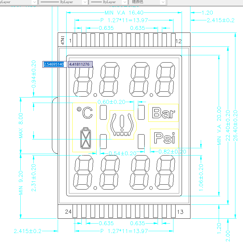 Custom Segment LCD Display Factory TN HTN VA Monochrome 7 Segment LCD Screen for Meter Gauge Instrument Panel