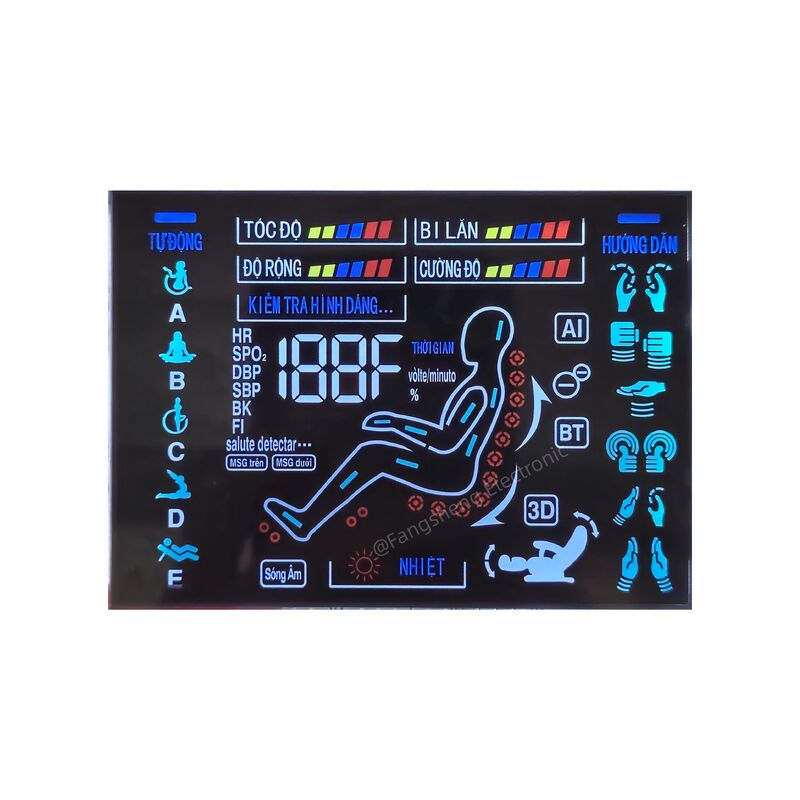 Custom Va Monochrome 7 Segment LCD Display for Massage Chair VA Custom Monochrome Negative Segment LCD Display