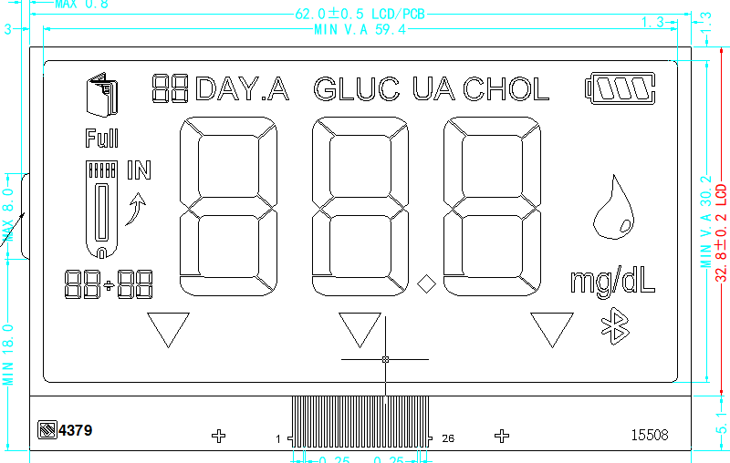 Custom TN Segment Segment LCD Display for Medical Glucose Meter Blood Sugar Testing Device Handheld Medical LCD Module Manufacturer