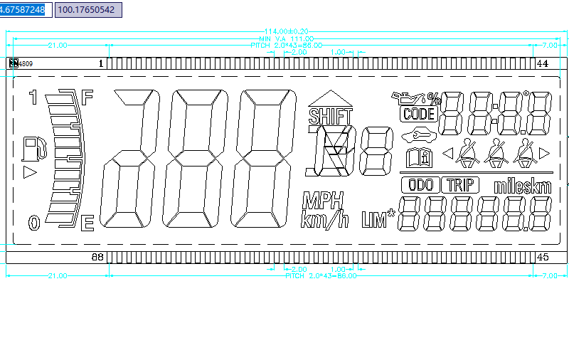 Custom HTN LCD Display Negative Mode Motorcycle LCD Screen for Dashboard Meter