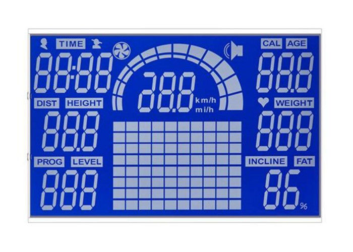 صفحه نمایش ال سی دی 7 اینچ سفارشی صفحه نمایش ال سی دی منفعل منفعل LCD آبی برای نمایش تجهیزات ورزشی