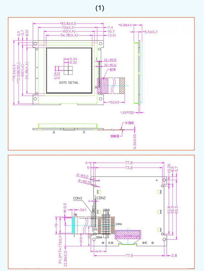 Flexible 160 X 160 Graphic LCD Module With Control Board Screen Column ...